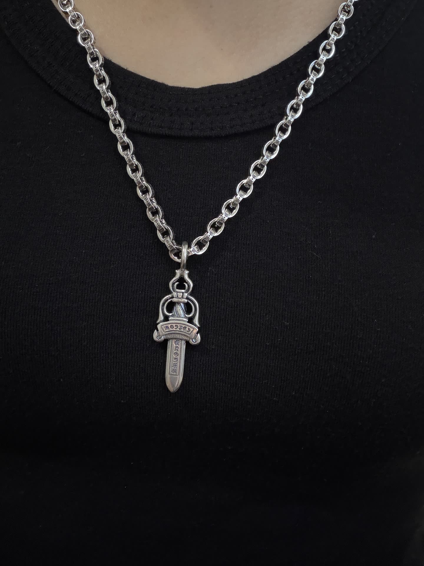 Chrome Hearts Silver Sword Pendant Necklace